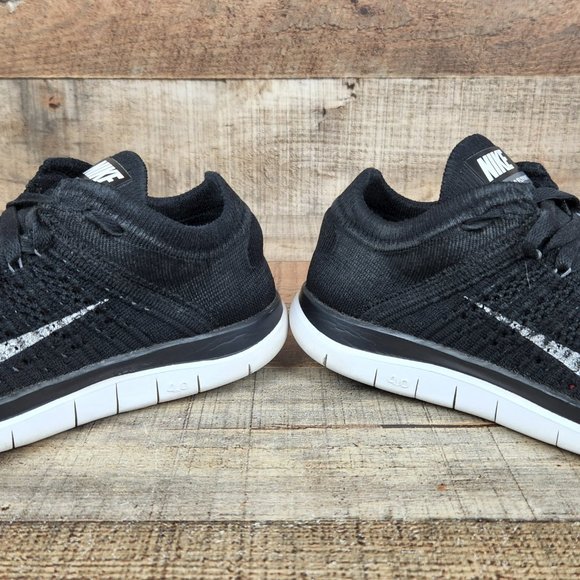 Nike Free 4.0 Flyknit Women Sz 6 Running Shoes Sneaker Black White Athletic - Picture 4 of 9